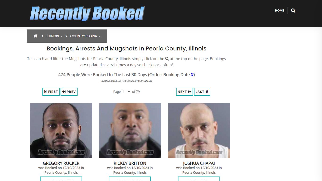 Recent bookings, Arrests, Mugshots in Peoria County, Illinois